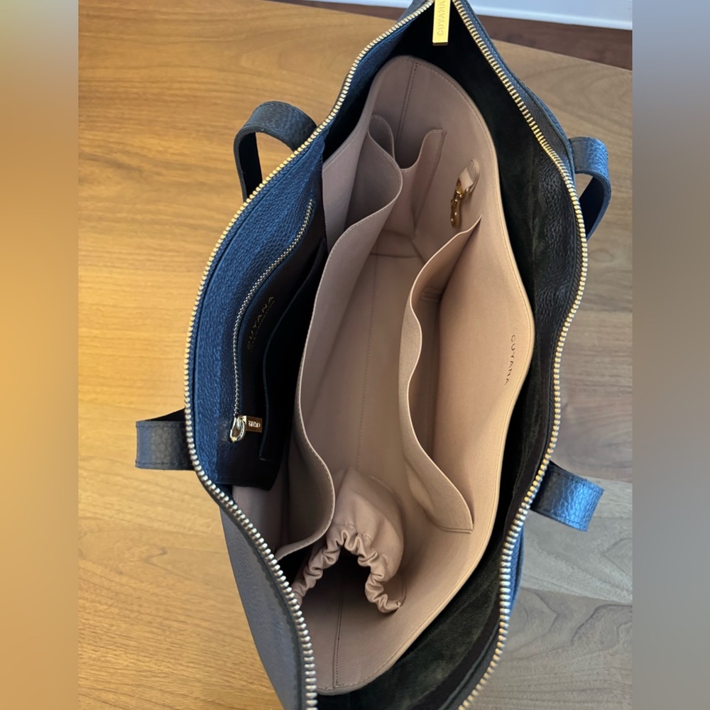 Leather Tote with Suede Insert - Picture 3 of 16